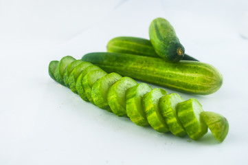 cucumber sliced isolated on white background clipping path
