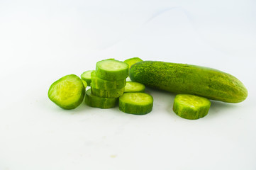 cucumber sliced isolated on white background clipping path
