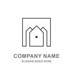 Simple Building House Shape Architecture Interior Construction Real Estate Business Company Stock Vector Logo Design Template