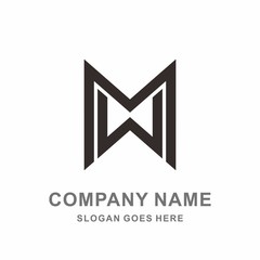 Monogram Letter M & W Geometric Triangle Architecture Interior Construction Business Company Stock Vector Logo Design Template