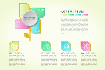 Fototapeta premium Business template with 4 steps, options or processes. Can by used for grow up, workflow, research, presentation, timeline.