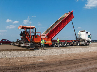 Truck unload sand