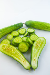 cucumber sliced isolated on white background clipping path

