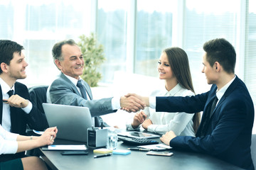 business partners to discuss cooperation plan for the workplace 