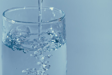closeup glass of water, fresh and pure water, world of water day concept.