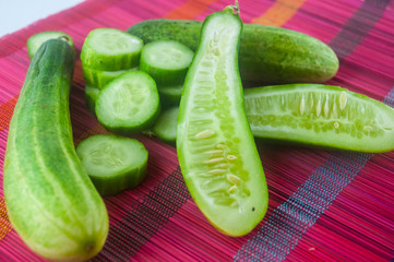 cucumber sliced isolated on white background clipping path
