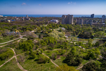 Fototapeta na wymiar Aerial View of Arboretum Peremohy Odessa