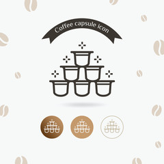 Fototapeta premium Coffee capsule icon. Barista equipment, Coffee in capsules for espresso machine