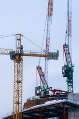 Tower cranes on a construction