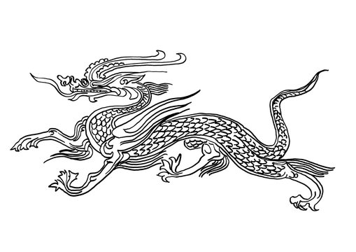 chinese dragon tattoo illustration,hand drawn painting