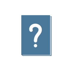 Book icon with question mark. Book icon and help, how to, info, query concept
