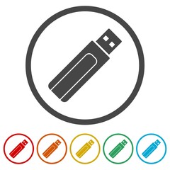 Usb flash memory icon, 6 Colors Included