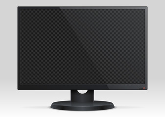 Empty computer lcd monitor with transparency screen 3d vector mockup