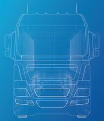 Semi-trailer dump truck sketch. Eurotrucks vehicle. Tracing illustration of 3d. EPS 10 vector format.