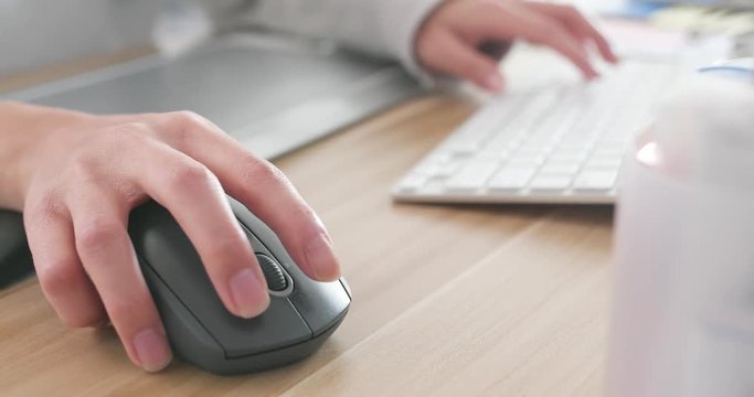 Working on computer at home