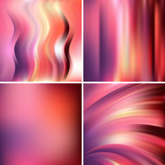 Abstract blurred vector backgrounds. For art illustration template design, business infographic and social media. Pink, red, purple colors.