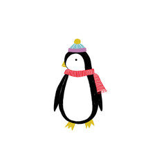 Vector illustration with penguin in flat style