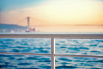 Iron railings of tour boat