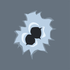 Bullet holes with cracks and scratches vector illustration on transparent background