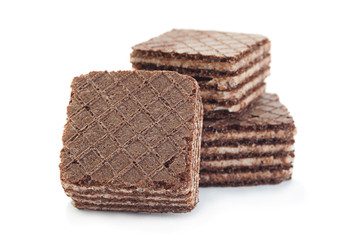 Brown square wafers on white