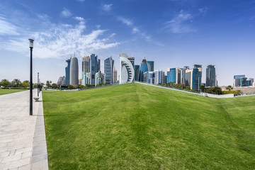 Fototapeta premium West Bay on the Corniche in Doha Qatar