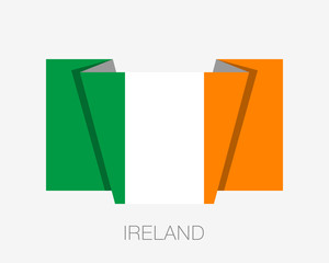 Flag of Ireland. Flat Icon Waving Flag with Country Name