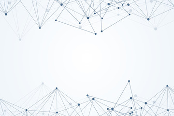 Geometric abstract background with connected line and dots. Structure molecule and communication. Scientific concept for your design. Medical, technology, science background. illustration.