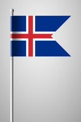 Obraz premium Flag of Iceland. National Flag on Flagpole. Isolated Illustration on Gray