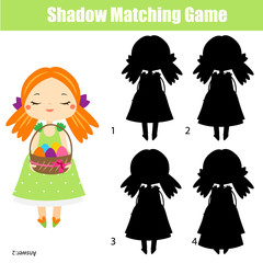Shadow matching game. Easter theme activity for kids and toddlers