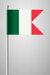 Flag of Italy. National Flag on Flagpole. Isolated Illustration on Gray