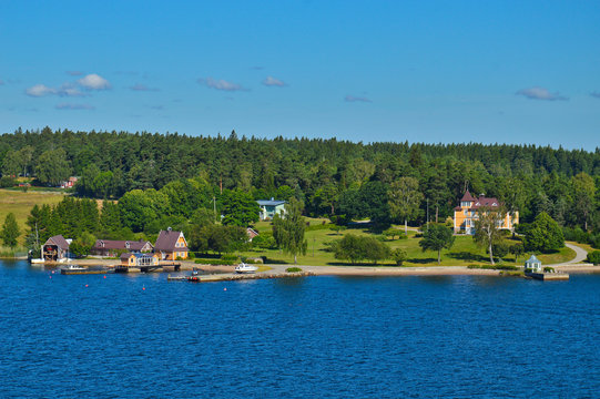 Swedish settlements on islets of Stockholm Archipelago in Baltic Sea, Sweden