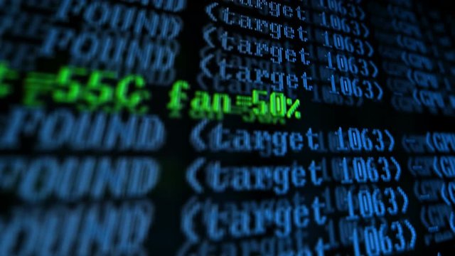 Mining Cryptocurrency process program on display PC. Using Software. Share Found.