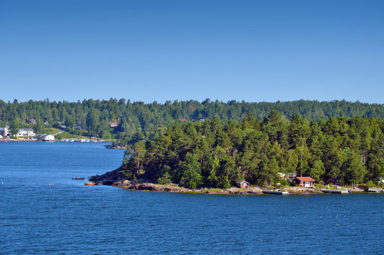 Swedish settlements on islets of Stockholm Archipelago in Baltic Sea, Sweden
