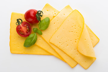 Cheese slice isolated on the white background.