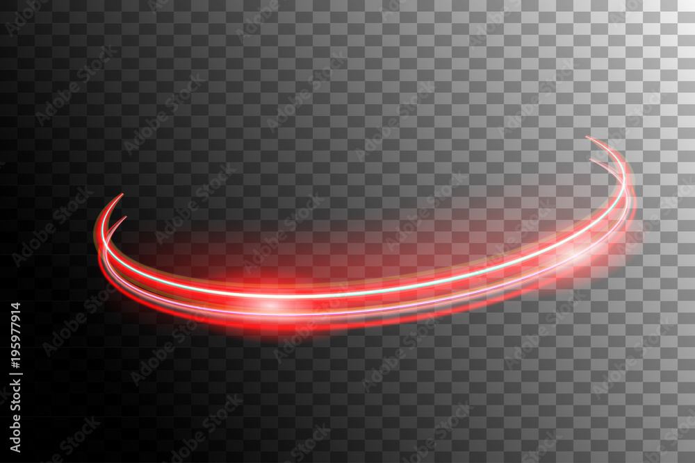 Sticker vector glowing neon spiral.speed lines with light effect on transparent background.
