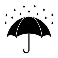 Silhouette of umbrella with raindrops isolated on white background. Rain protection symbol © matahiasek