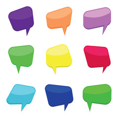 Set of nine colorful cartoon comic balloons speech bubbles without phrases and with shadow. Vector illustration.
