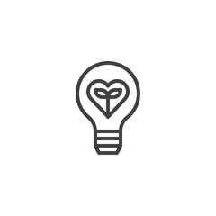 Plant growing inside the light bulb outline icon. linear style sign for mobile concept and web design. eco energy simple line vector icon. Symbol, logo illustration. Pixel perfect vector graphics