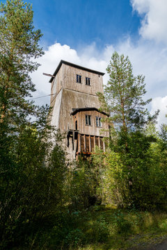 Very old wooden headframe from an old mine in Sweden