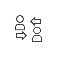 Persons exchange, connection scheme outline icon. linear style sign for mobile concept and web design. simple line vector icon. Symbol, logo illustration
