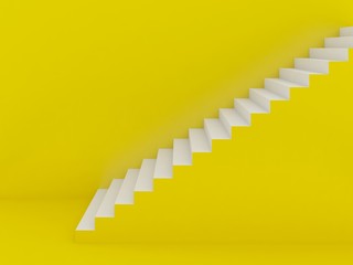 white stairs in yellow background ,3d rendering