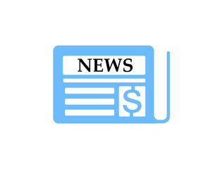 Blue newspaper icon for media or journalism designs