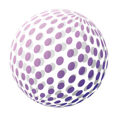 Vector Sphere 3d with dots, lilac colors isolated on white background