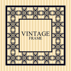 Vintage border frame with retro ornamental pattern. Template for design. Vector illustration