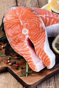 Slice of red fish salmon