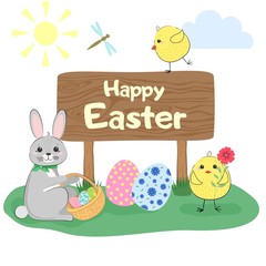 Obraz na płótnie Canvas Happy Easter card illustration with Easter eggs. Vector illustration.