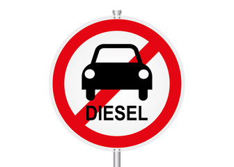 Straßenschild - Diesel und Auto verboten