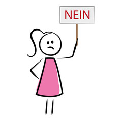 Frau mit Schild - NEIN