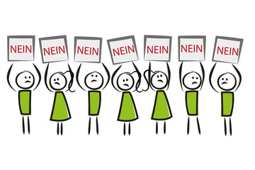 Menschen mit Schildern - NEIN