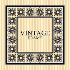 Vintage border frame with retro ornamental pattern. Template for design. Vector illustration